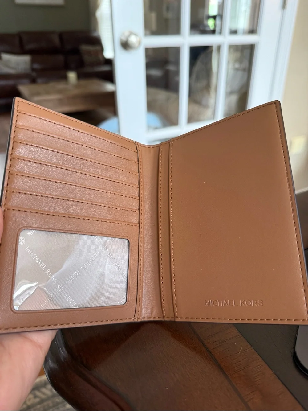 Michael Kors Men's Brown MK Logo Passport Holder